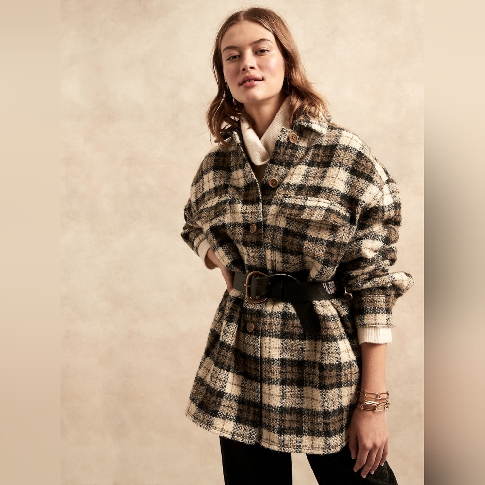 Oversized Italian Bouclé Shirt Jacket
